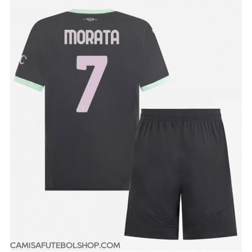 Camisa de time de futebol AC Milan Alvaro Morata #7 Replicas 3º Equipamento Infantil 2024-25 Manga Curta (+ Calças curtas)